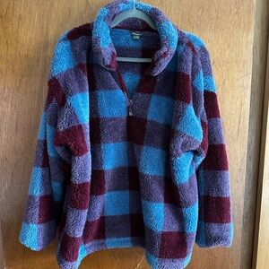 Eddie Bauer Burgundy and Blue Sherpa Jacket